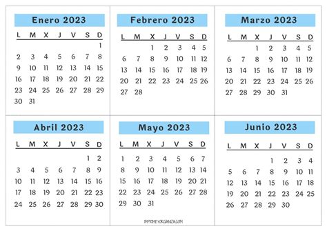 Calendarios Mensuales 2023 Imprime Y Organiza