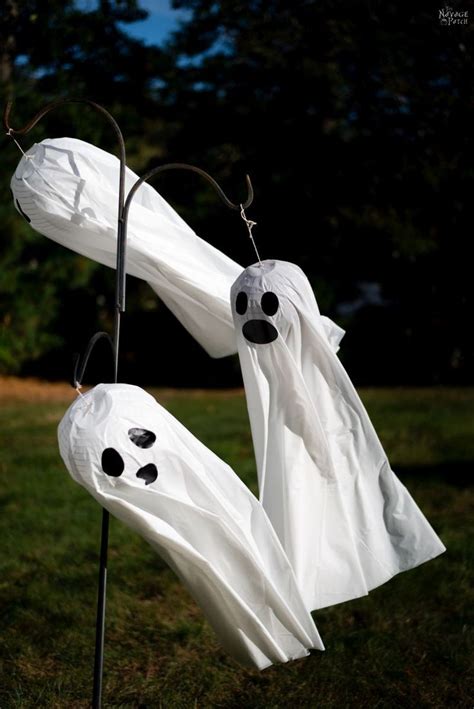 Easy Lighted Hanging Ghosts A Dollar Tree DIY Hanging Ghosts Dollar Store Halloween Diy