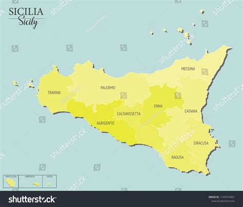 Vektor Stok Sicily Vector Map Divided Into Provinces Tanpa Royalti