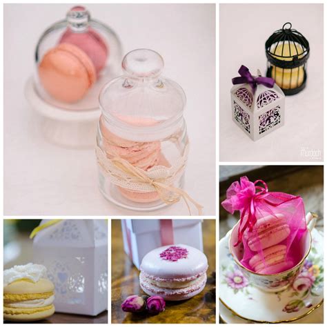 A Collage Of Macaron Wedding Favours