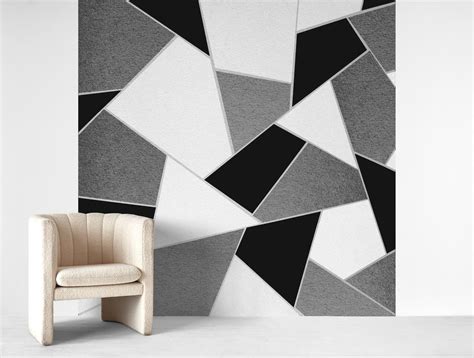 Sobuy 3 tiers wooden triangle corner shelf low shelf side table frg19 w uk. Gray Black White Geometric 1 Wall mural in 2020 | Blue ...