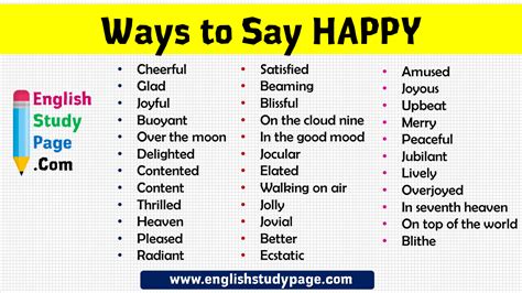 30 Ways To Say Happy In English Synonym Words English Study Page