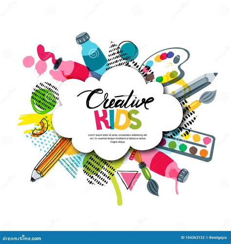 Kids Art Craft Education Creativity Class Vector Banner Poster With