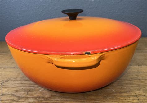 Le Creuset Bouillabaisse Qt Soup Pot Flame Orange Enamel Cast