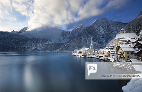 Österreich Salzkammergut Blick über Den Hallstätter See Im Winter