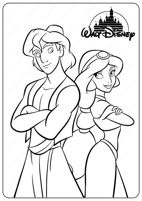 By the way, aladdin movie, video games or tv series all over in the next future post we will bring you a lot of coloring pages featuring all the disney movie and characters. Printable Aladdin and Jasmine PDF Coloring Pages