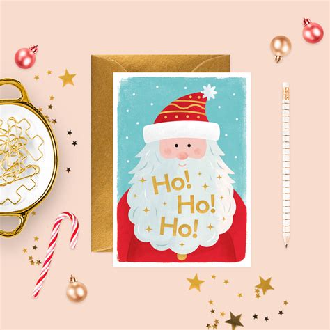 Ho Ho Ho Christmas Santa Claus Greeting Card By Duke And Rabbit