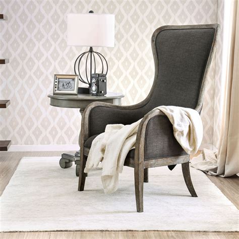This chair classic style accent chair with pleated details is the perfect pick for a small space. Furniture of America Lysa Grey Wingback Accent Chair ...