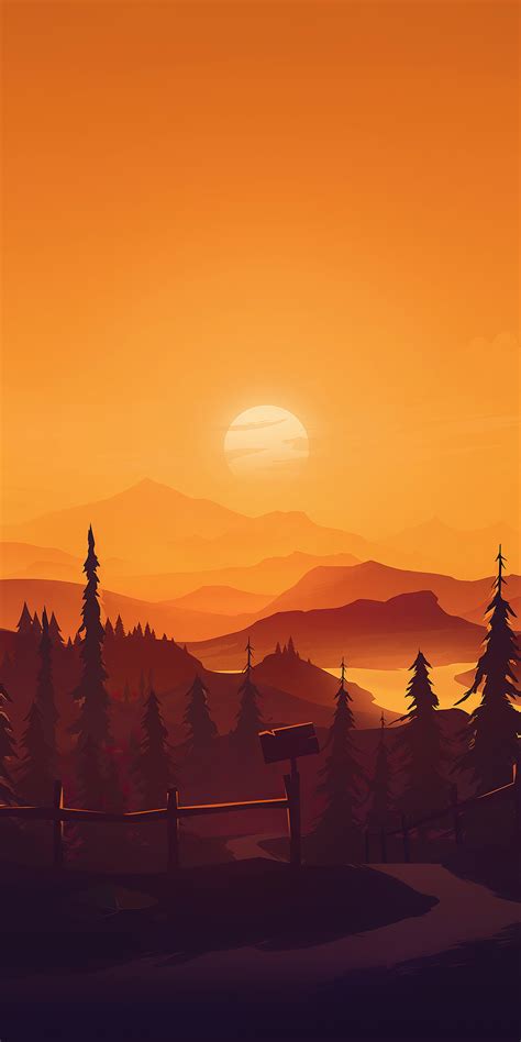 1080x2160 Sunset On Mountains Minimal Art 4k One Plus 5thonor 7xhonor