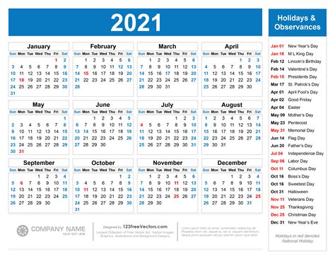 Printable 2021 And 2021 Calendar With Holidays 2022 Printable Calendars