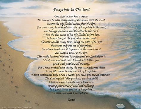 The Footprints In The Sand Poem Christian Poem Inspirational Print