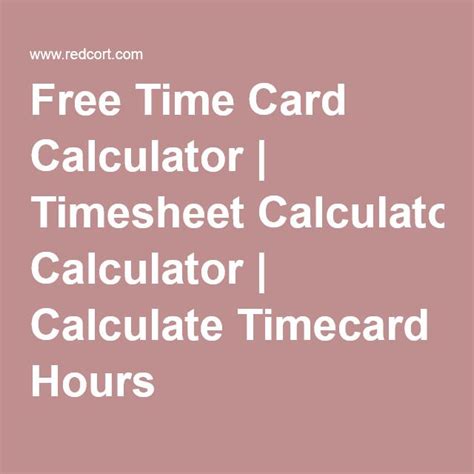 The hours worked and overtime is calculated for you. Free Time Card Calculator | Timesheet Calculator ...