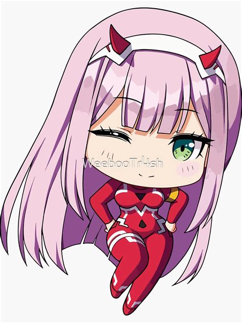 Zero Two Chibi Darling In The Franxx Sticker By Weebootr4sh Redbubble