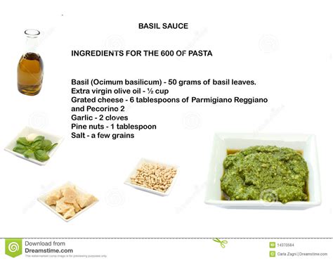 Recipe Basil Sauce Stock Photo Image Of White Multicolor 14370584