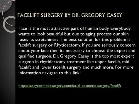 Ppt Facelift Surgery Procedures Performed By Gregory Casey Powerpoint