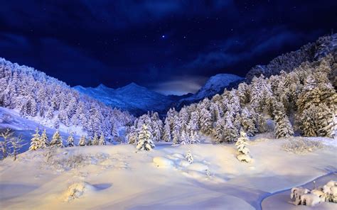 Winter Night Landscape Photography