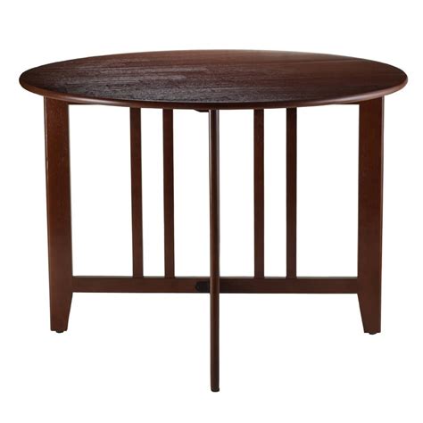 42 Alamo Round Double Drop Leaf Dining Table Woodwalnut Winsome