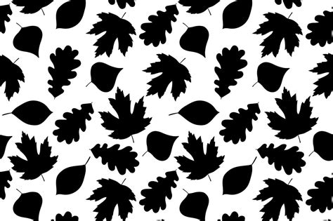 Seamless Patterns Leaves Silhouette Autumn Leaves Vector Illustratio