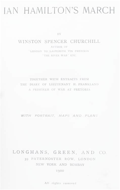 Ian Hamiltons March Winston S Churchill First Edition