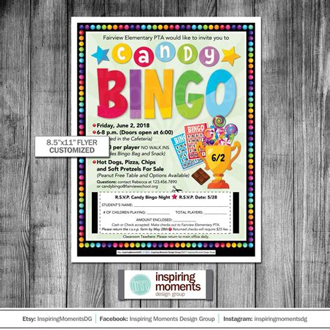 Candy Bingo Event Flyer Printable Bingo Candy Pta Ptn Etsy Bingo