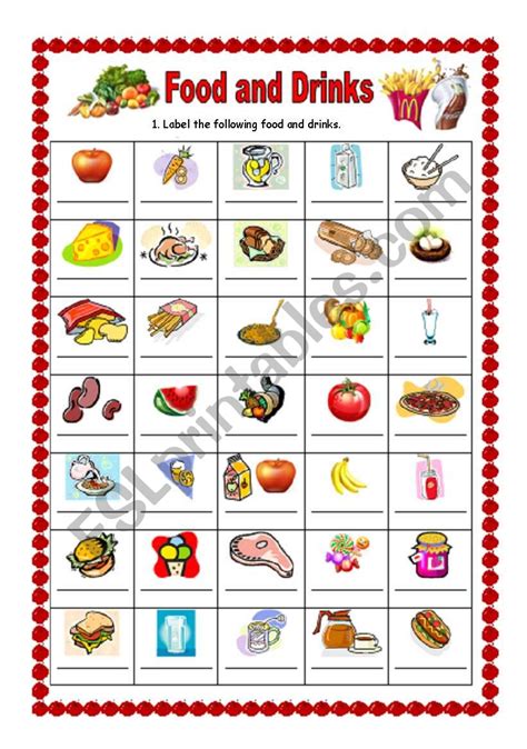 Food And Drinks Esl Worksheet By Diana Parracho