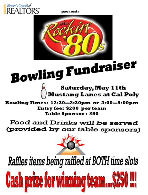 Rockin 80s Bowling Fundraiser Tickets Sat May 11 2013 At 1230 Pm