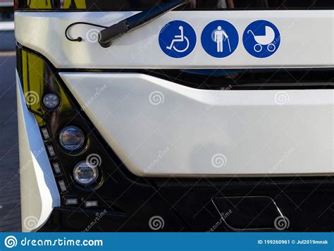 Accessibility Mobility Symbols On The Bus Stock Image Image Of White