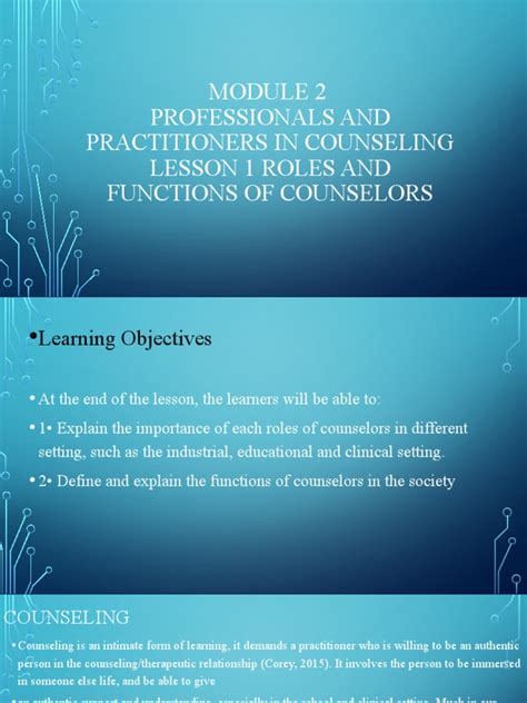 Professionals And Practitioners In Counseling Lesson 1 Roles And