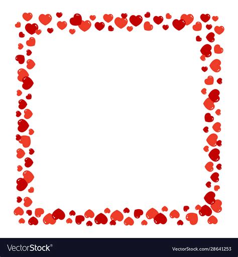 Square Frame With Red Hearts Card Template Vector Image