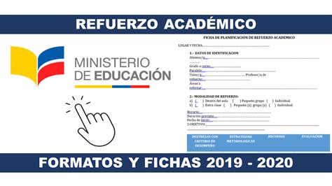 Refuerzo Académico Formatos Y Fichas Del Ministerio De Educación 2019