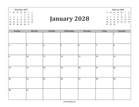 January 2028 Calendar Free Printable