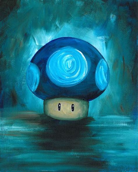 Blue Mushroom Art Print By Katie Clark Art Clark Art Mushroom Art