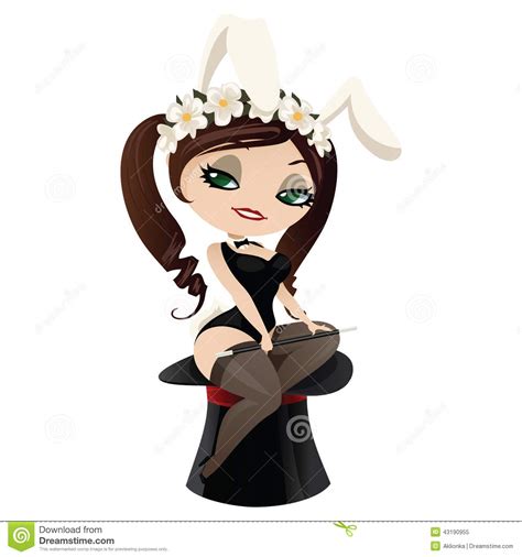Cute Little Rabbit Girl Assistant Magicians Stock Vector