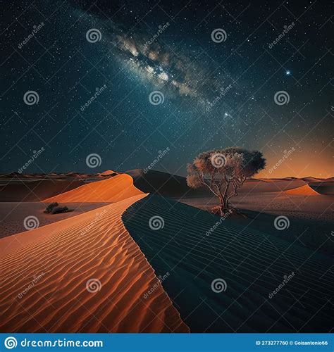 Desert Starry Night Fictional Desert Landscapes Created In High