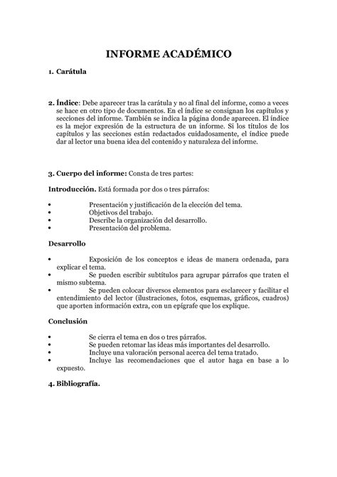 Estructura Informe Académico Informe AcadÉmico 1 Carátula 2Índice