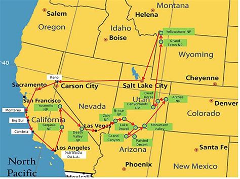 Cartina Usa Il Nostro Tour On The Road Percorso Parchi Americani Dell
