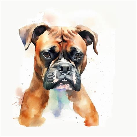 Premium Ai Image There Is A Watercolor Painting Of A Boxer Dog On A