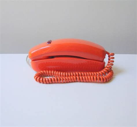 Vintage Rotary Dial Trimline Telephone In Bright Orange By Itt Etsy