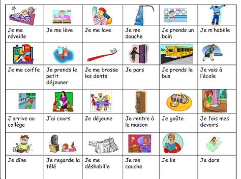 Daily Routine Worksheet French