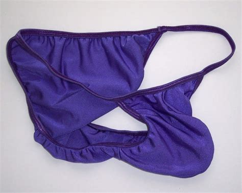 K448 Men String Bikini Contoured Pouch Tanga Purple L