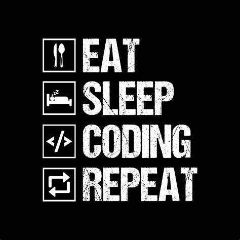 Eat Sleep Coding Repeat Typography Design For T Shirt Free Vector