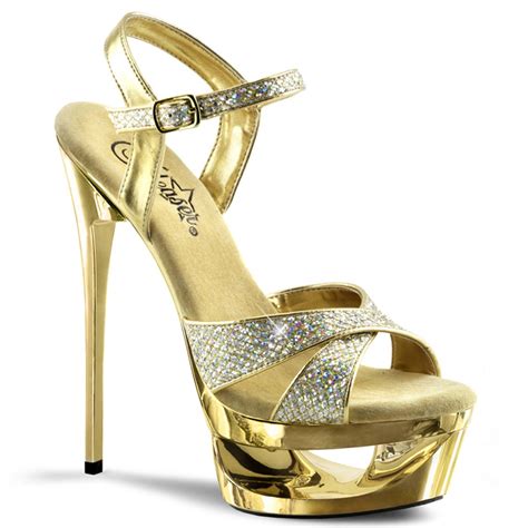 pleaser eclipse 619g gold multi glitter gold chrome in sexy heels and platforms 73 95
