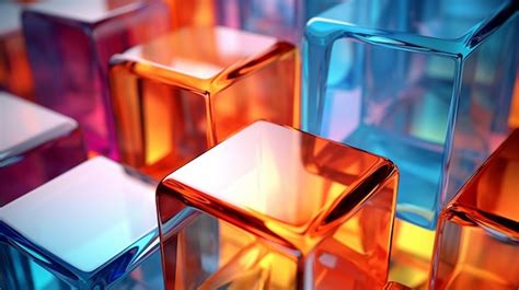 Premium Ai Image A Collection Of Colorful Glass Cubes With Different