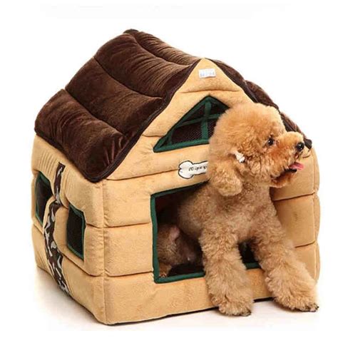 Cute Soft Dog House Pet Bed Warm Kennel Dog Cage Fleece Blanket Pupppy