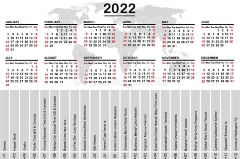 Calendário Com Mapa Mundial E Fusos Horários Ilustração do Vetor Ilustração de data mês