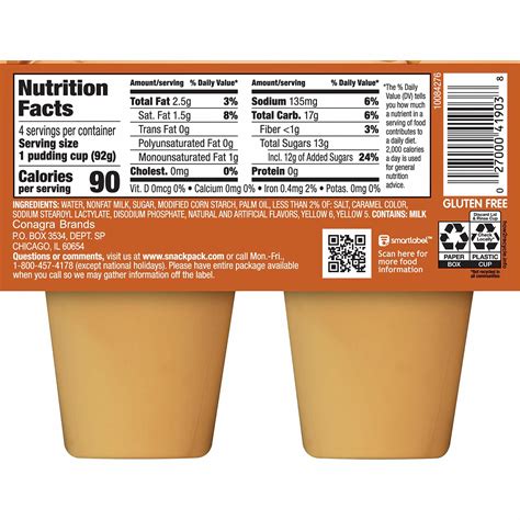 Snack Pack Butterscotch Pudding Cups 4 Count 12 Pack Disposables