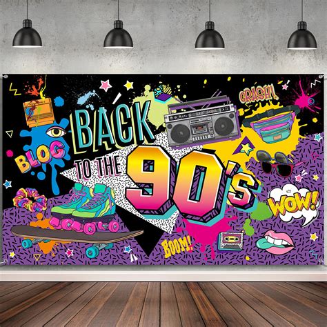 Buy 90s Party Decorations For Adults 90s Backdrop Back To The 90s Themed Banner Hip Hop