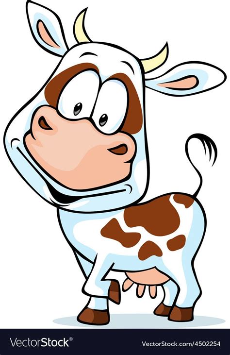 Funny Cow Cartoon Isolated On White Background Vector Image On