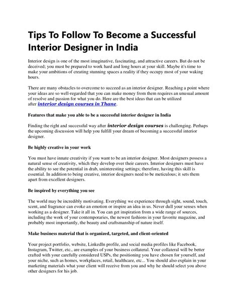 Ppt Tips To Follow To Become A Successful Interior Designer In India Powerpoint Presentation