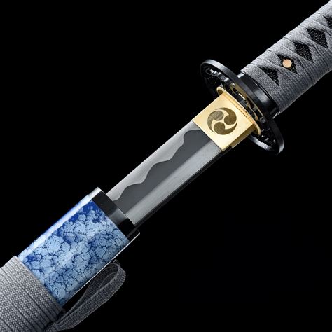 Katana Noir Et Bleu Épée De Samouraï Japonais Faite à La Main Avec